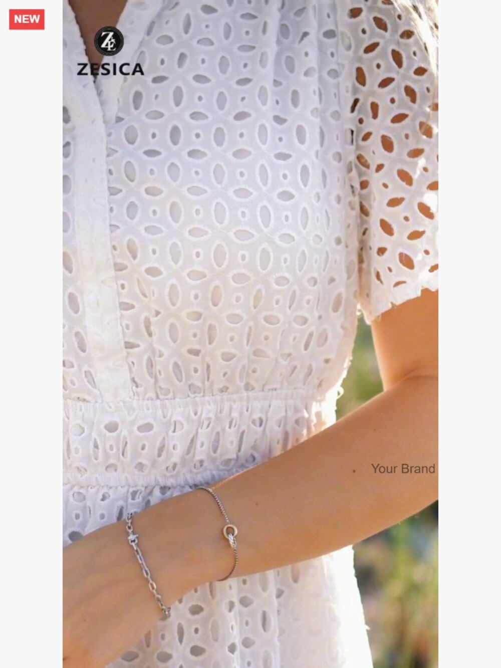 V Neck Short Sleeve Eyelet Ruffle Maxi Dress Hollow Out Swing A Line - Picture 7 of 7